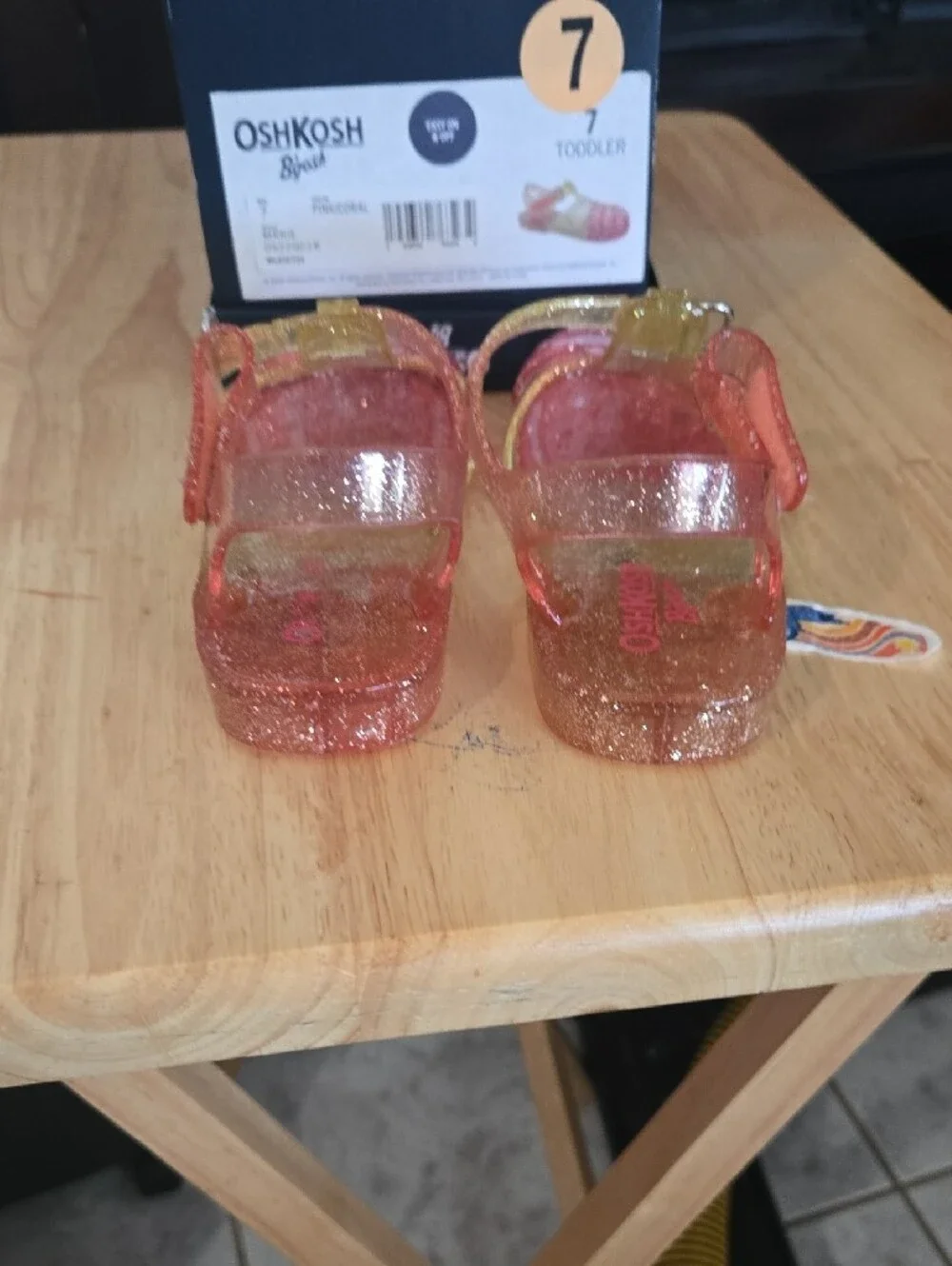 OshKosh B'gosh Glitter Jelly Sandals - Pink and Gold Sparkle